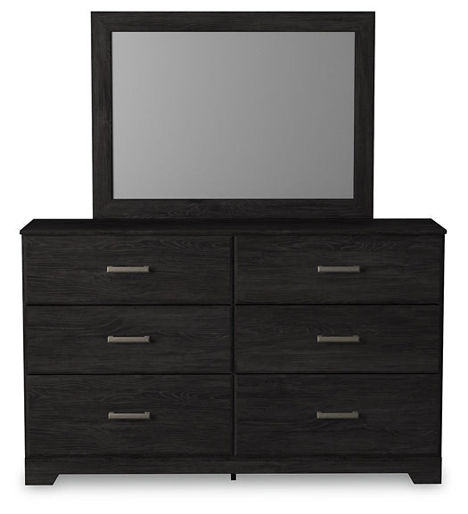 Belachime Twin Panel Bed with Mirrored Dresser, Chest and Nightstand
