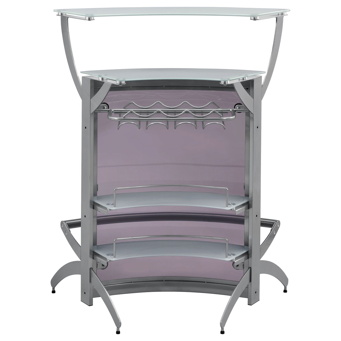 Dallas 2-shelf Home Bar Silver and Frosted Glass