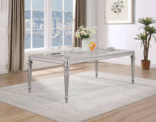 Bling Game Rectangular Dining Table with Leaf Metallic Platinum