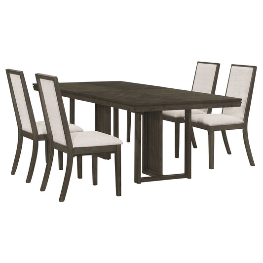 Kelly 5-piece Rectangular Dining Table Set Beige and Dark Grey