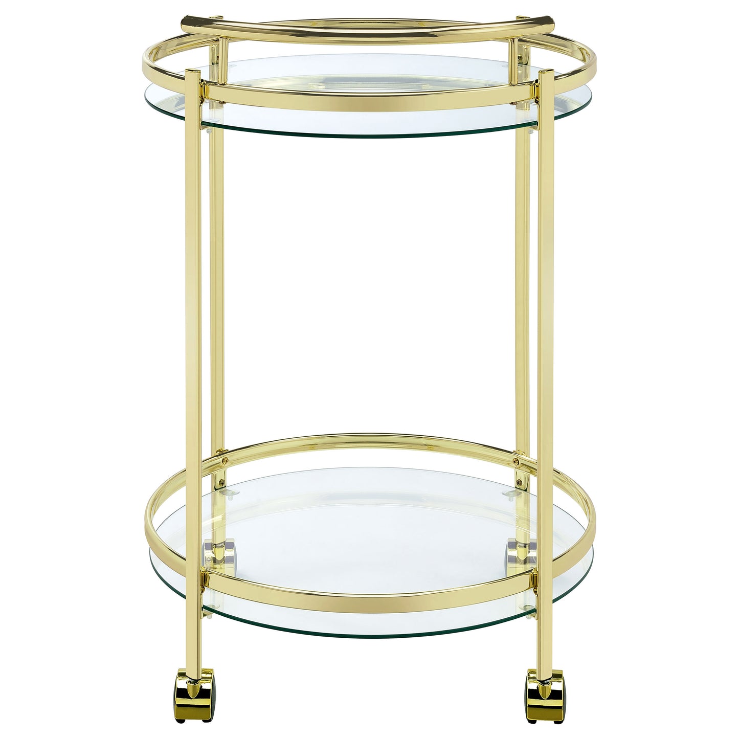 Chrissy 2-tier Round Glass Bar Cart Brass