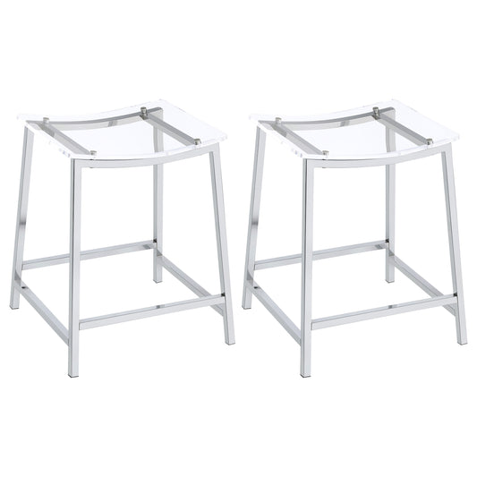 Jovani Acrylic Backless Counter Height Stools Clear and Chrome (Set of 2)