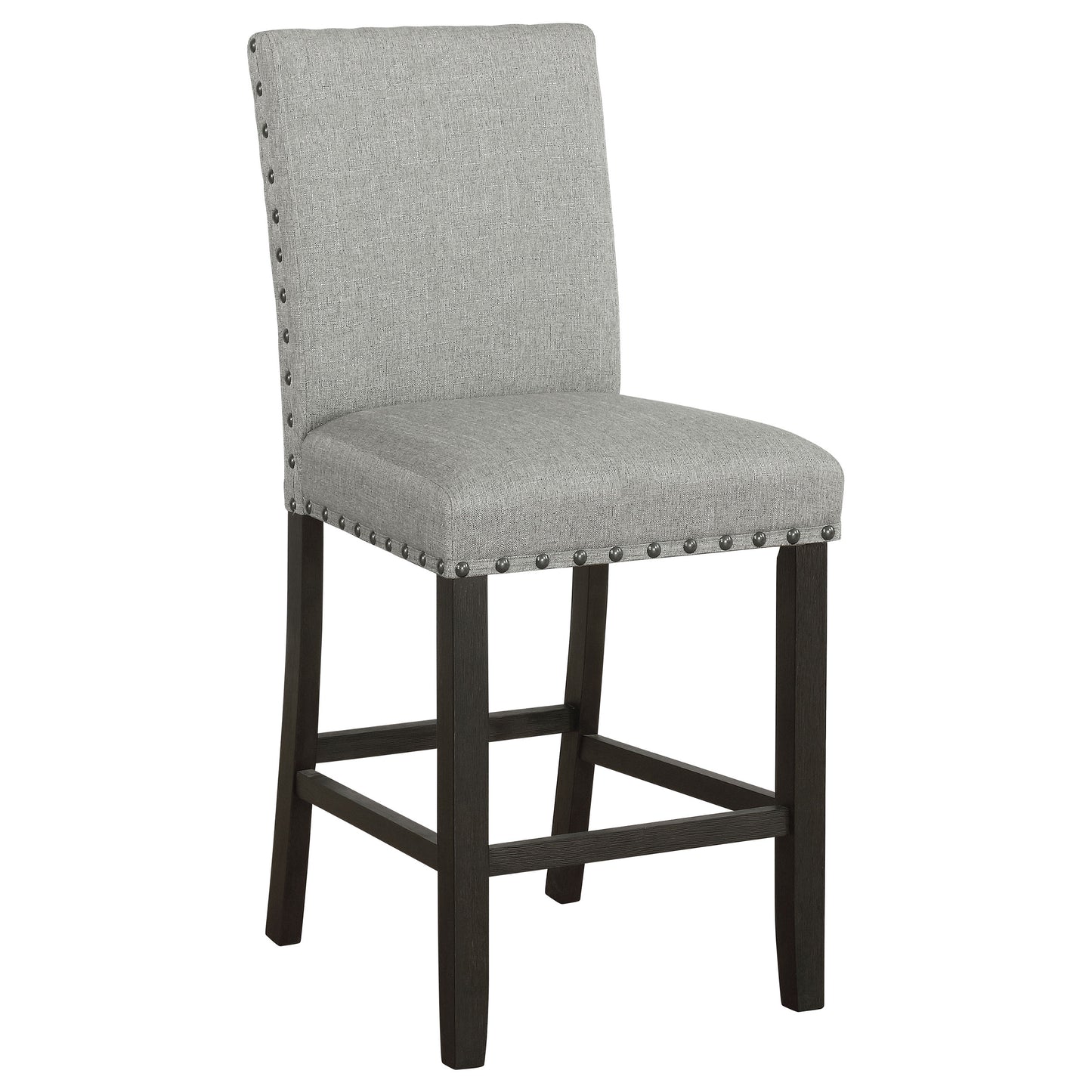 Kentfield Solid Back Upholstered Counter Height Stools Grey and Antique Noir (Set of 2)