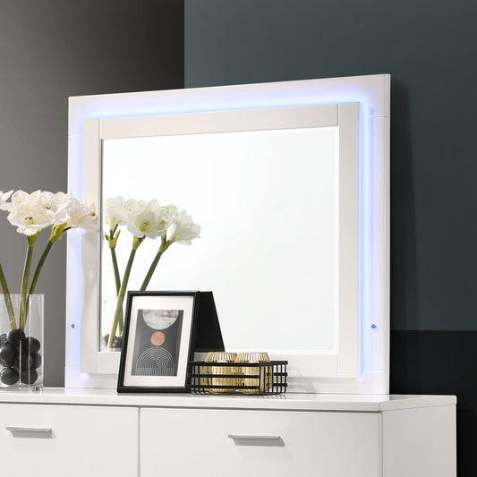 Felicity Wood LED Dresser Mirror White High Gloss