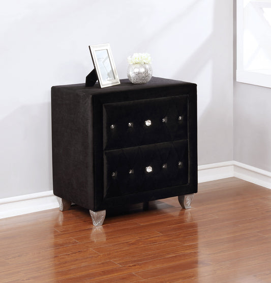 Deanna Upholstered 2-drawer Nightstand Black