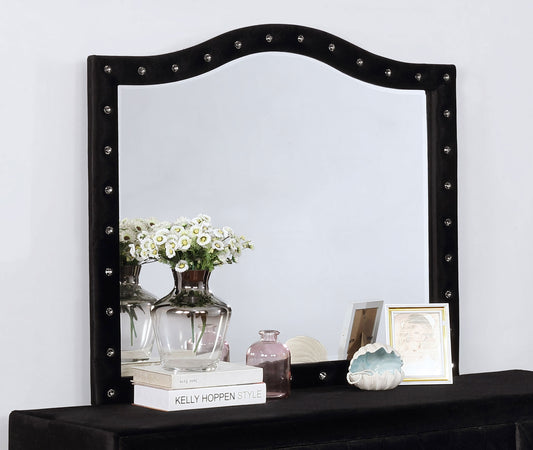 Deanna Upholstered Dresser Mirror Black