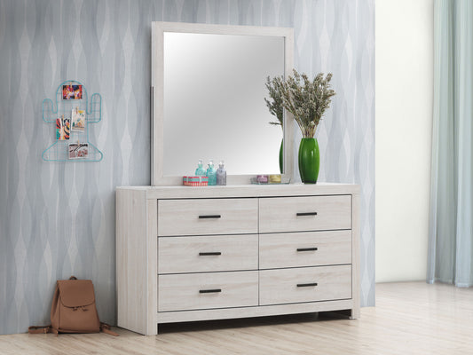 Brantford 6-drawer Dresser with Mirror Coastal White