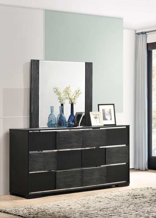 Blacktoft 6-drawer Dresser with Mirror Black