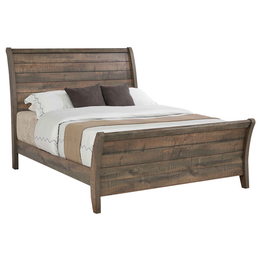 Frederick Wood Queen Sleigh Bed Weathered Oak