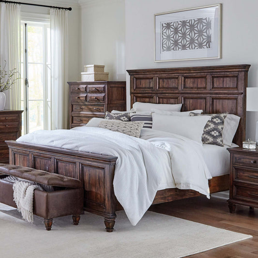 Avenue Wood Eastern King Panel Bed Weathered Burnished Brown