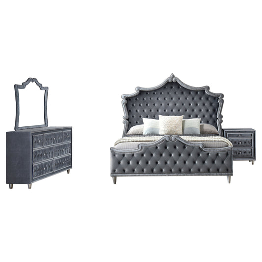 Antonella 4-piece Eastern King Bedroom Set Grey