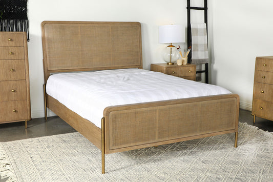Arini Rattan Eastern King Panel Bed Sand Wash and Natural