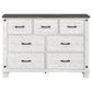 Lilith 7-drawer Dresser Distressed Grey and White