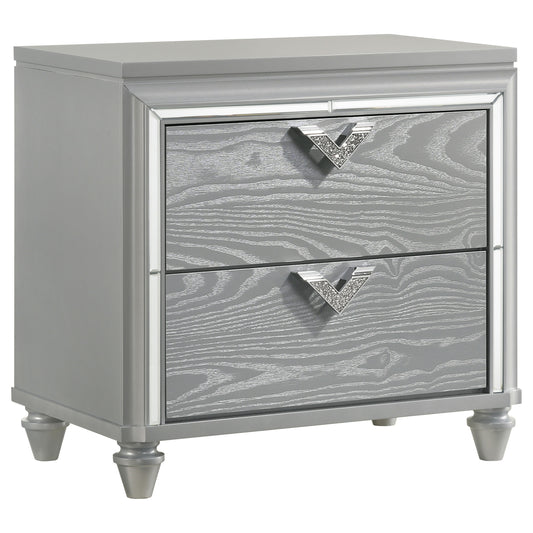 Veronica 2-drawer Nightstand Bedside Table Light Silver