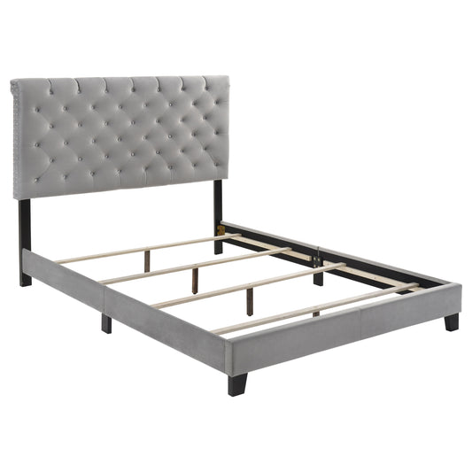 Warner Upholstered Queen Panel Bed Grey