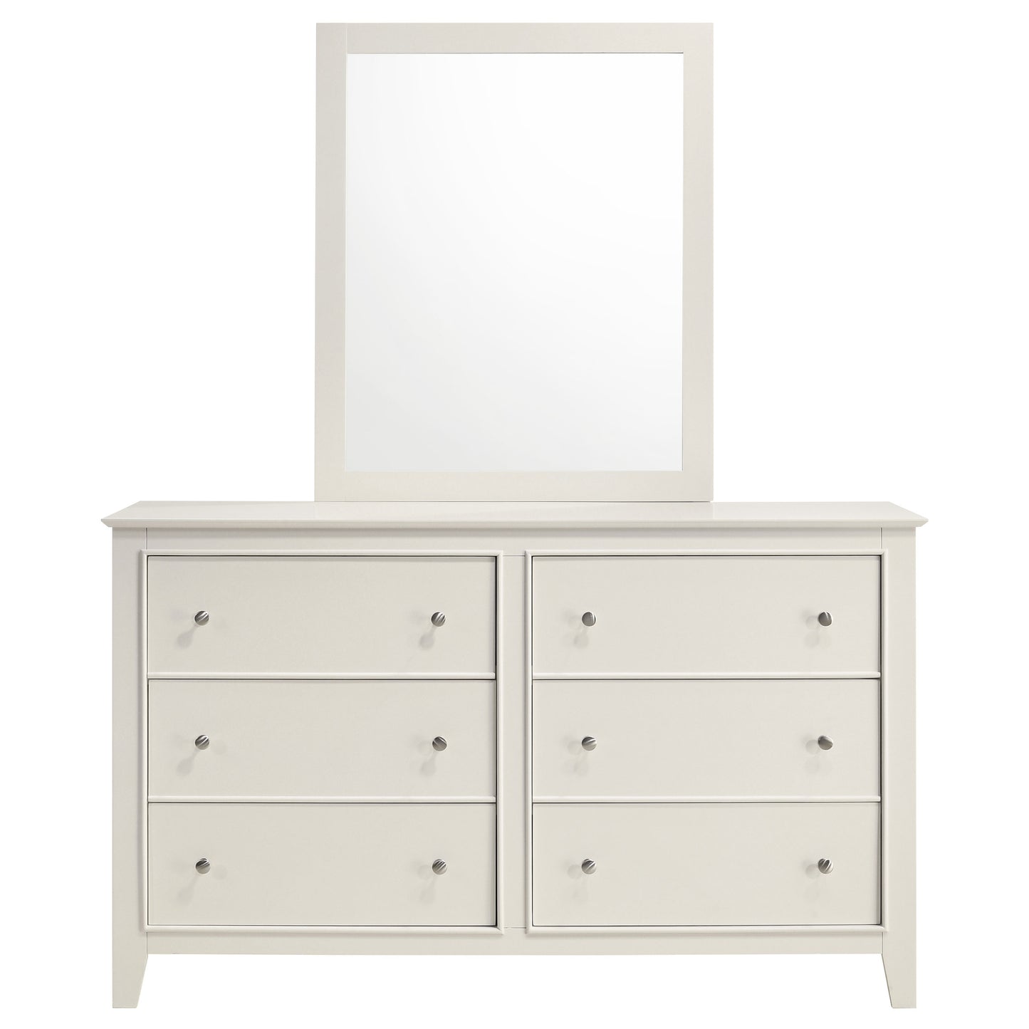 Selena 6-drawer Dresser with Mirror Cream White