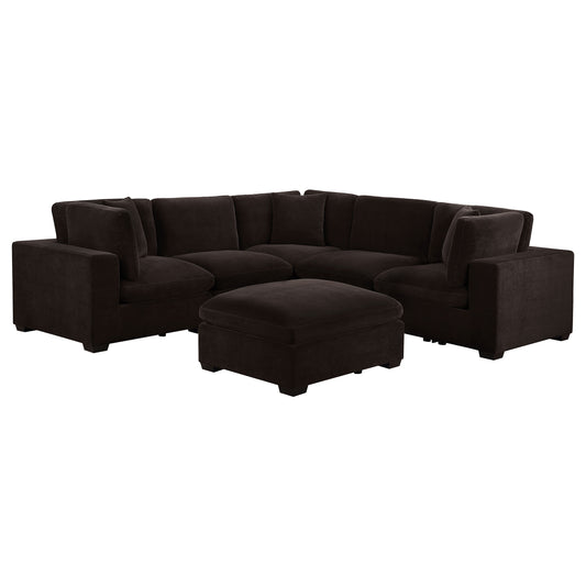 Lakeview 5-piece Upholstered Modular Sectional Sofa Dark Chocolate