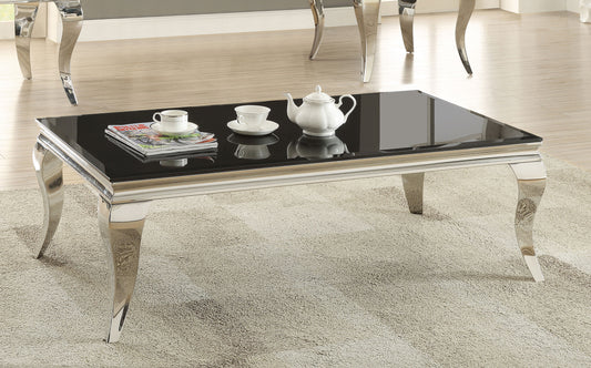 Carone Rectangular Glass Top Coffee Table Black and Chrome