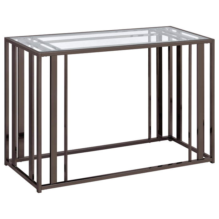 Adri Glass Top Entryway Console Table Black Nickel