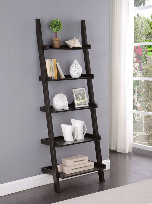 Colella 5-shelf Ladder Bookcase Cappuccino
