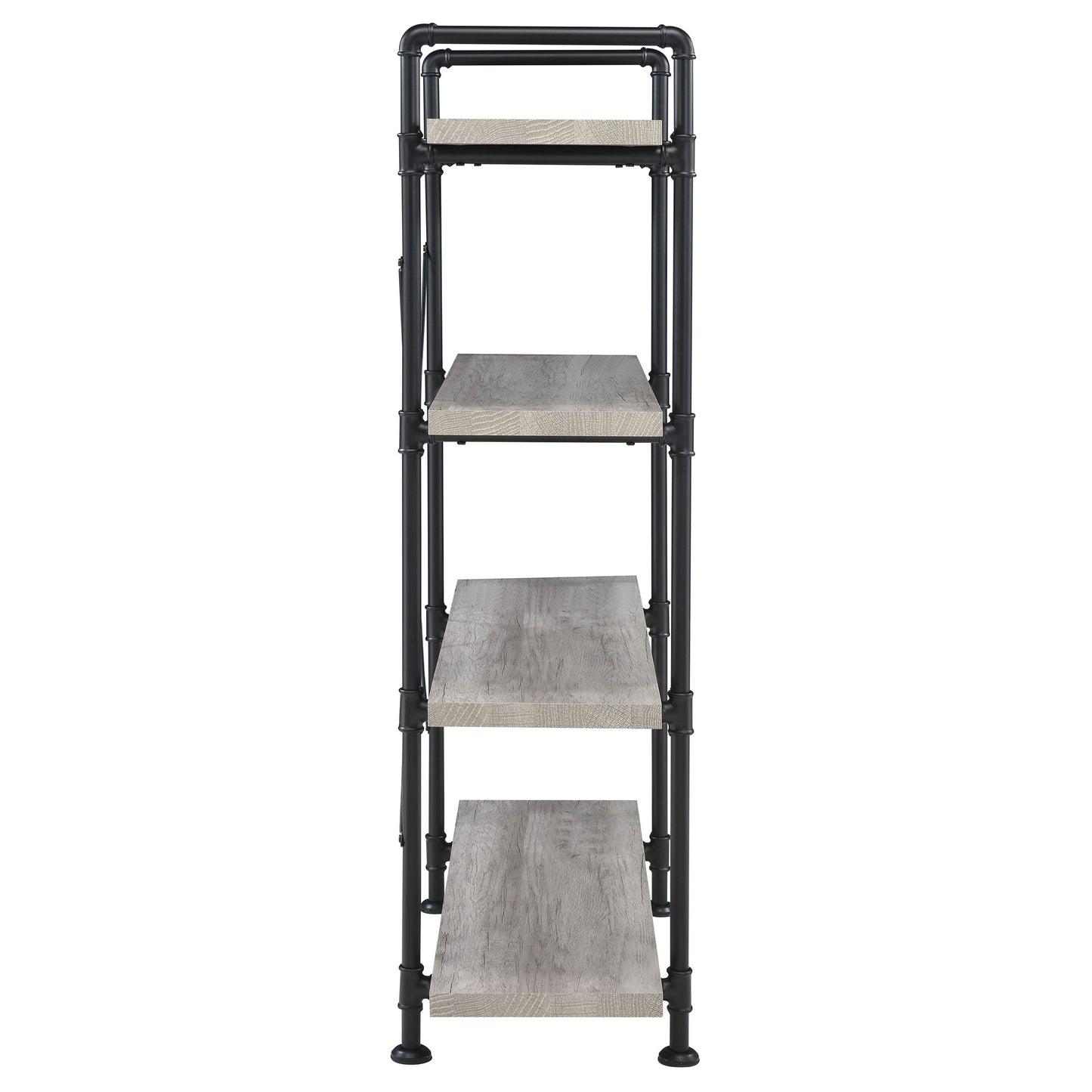 Delray 4-tier Open Shelving Bookcase Grey Driftwood and Black
