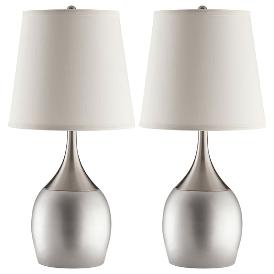 Tenya Empire Shade Table Lamps Silver and Chrome (Set of 2)